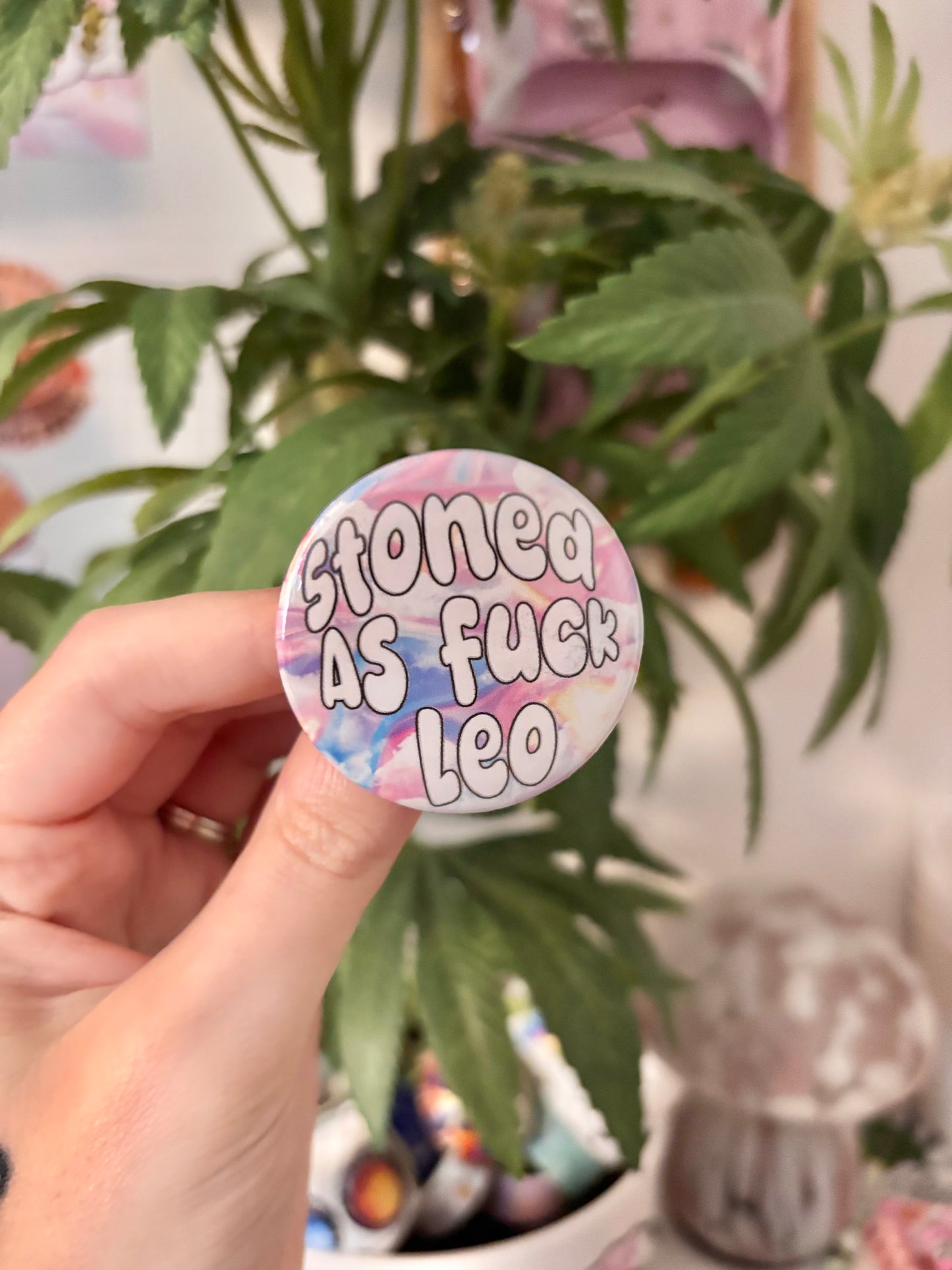 Stoned Leo Button