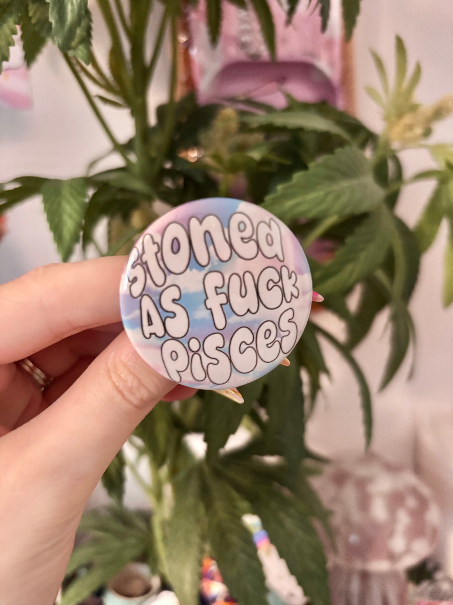 Stoned Pisces Button