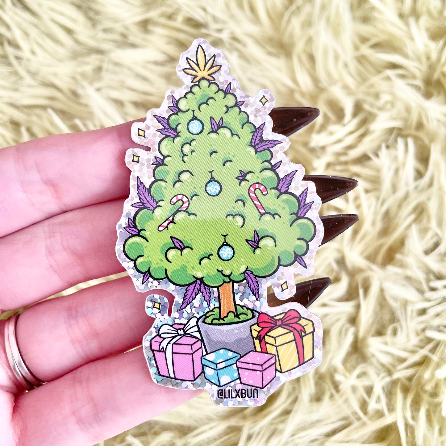 Holo Sparkle Nug Tree Sticker 3"