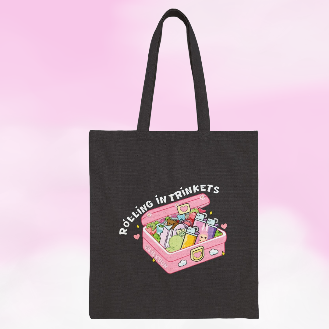 Trinkets Travel-themed Cotton Canvas Tote Bag
