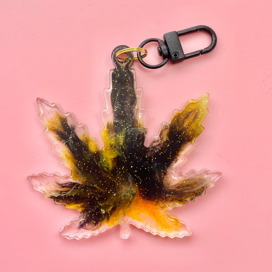 Bronze Leaf Resin Keychain