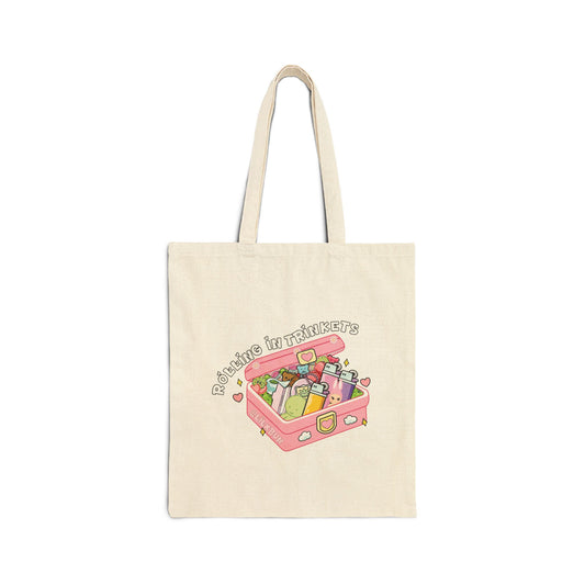 Trinkets Travel-themed Cotton Canvas Tote Bag
