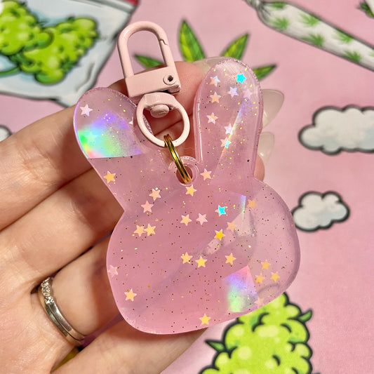 Pink Resin Holographic Keychain