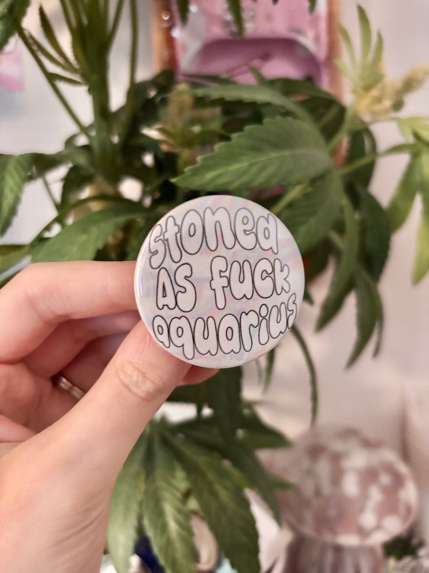 Stoned Aquarius Button
