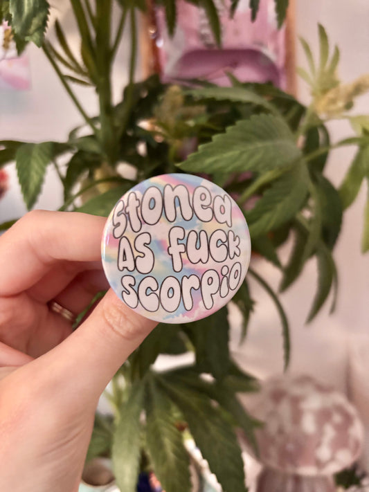 Stoned Scorpio Button