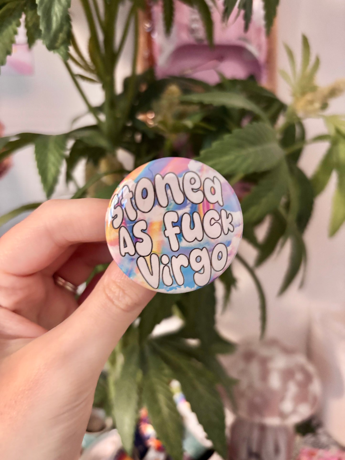 Stoned Virgo Button