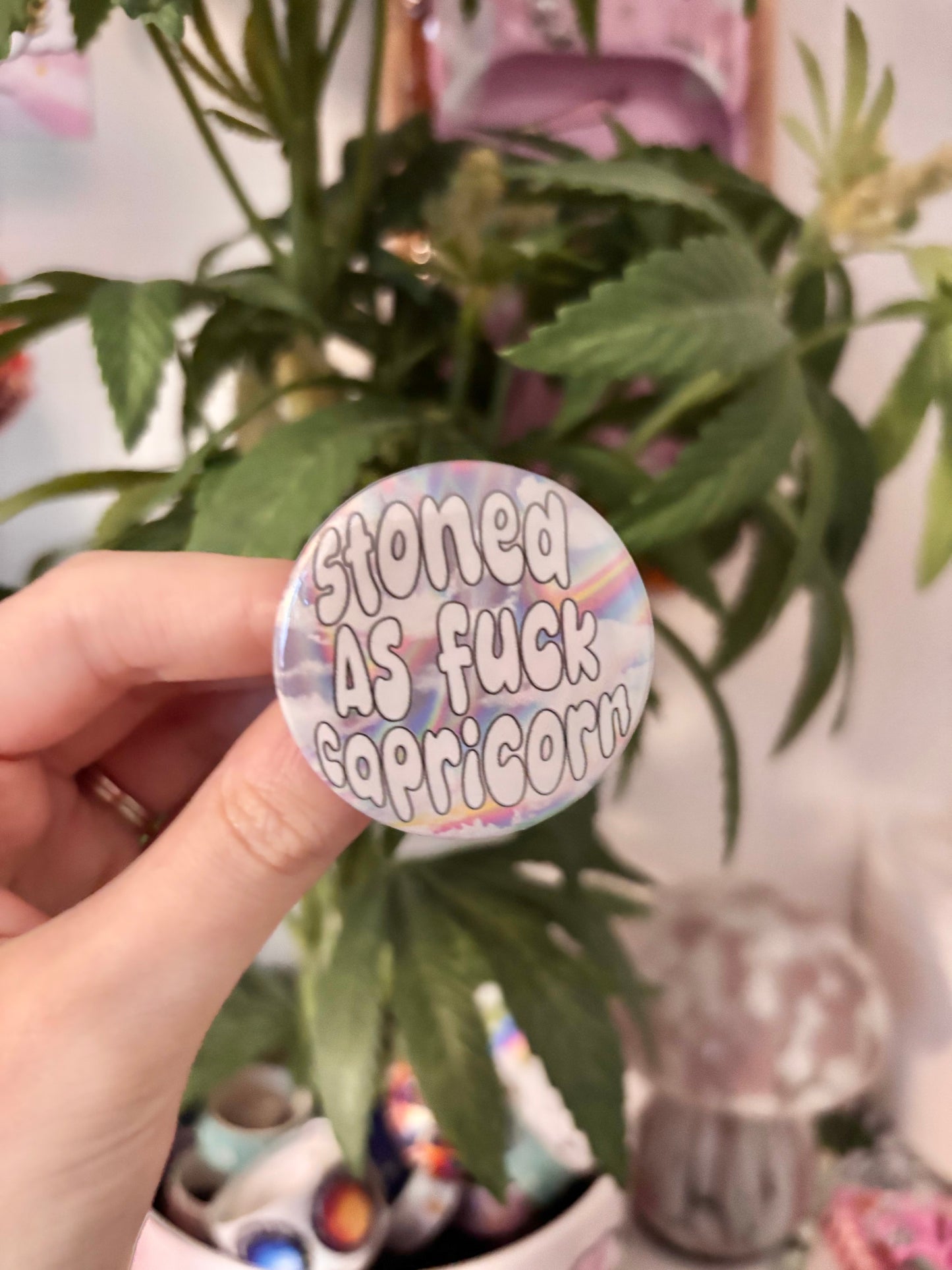 Stoned Capricorn Button