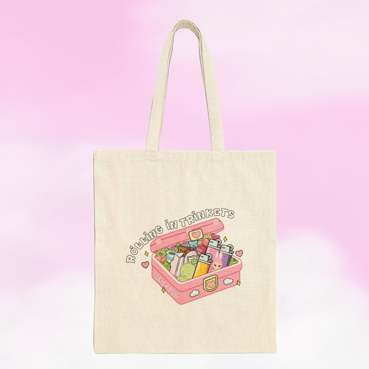 Trinkets Travel-themed Cotton Canvas Tote Bag