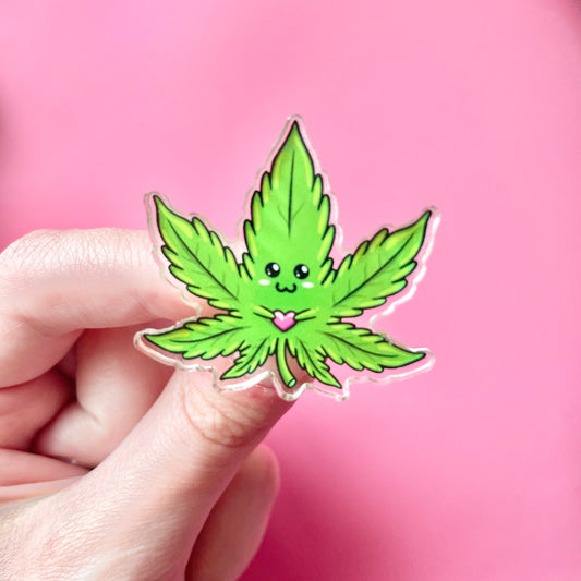 Weed Leaf Acrylic Pin 1.5"