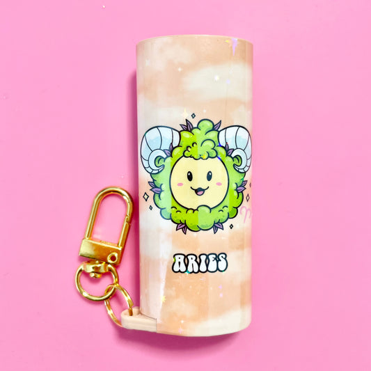 Aries Holographic Keychain Lighter Case
